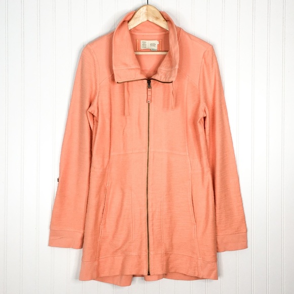 Saturday Sunday Womens Sweatshirt Jacket Orange Peach Long Sleeve Stretch M - Picture 1 of 7